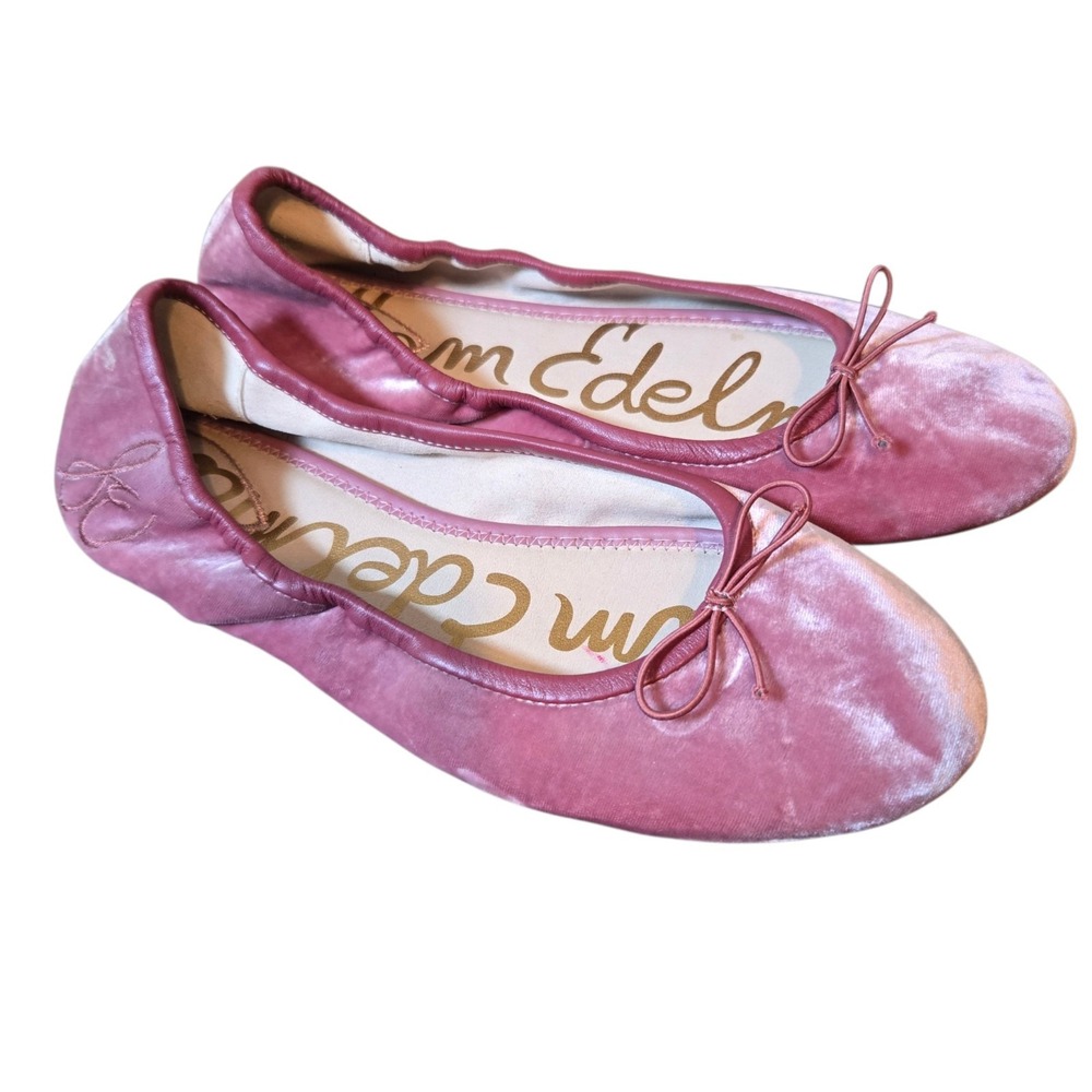 Sam Edleman Velour Felicia Ballet Flats Womens 10 Pink Dusty Rose Slip On